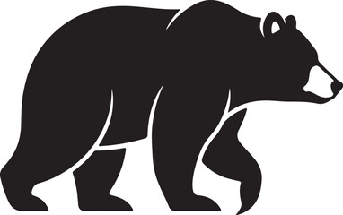 Obraz premium A black bear silhouette walking on a white background