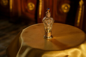 Holy Oil of Myrrh, Sacred Chrism in a bottle.