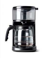 A sleek black coffee maker with a glass carafe, perfect for brewing fresh coffee at home or in the office.