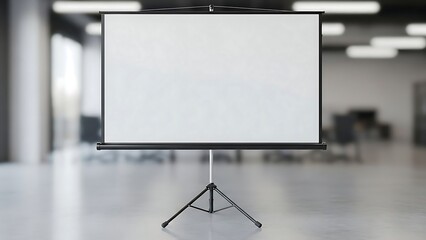 Blank projector screen in office setting
