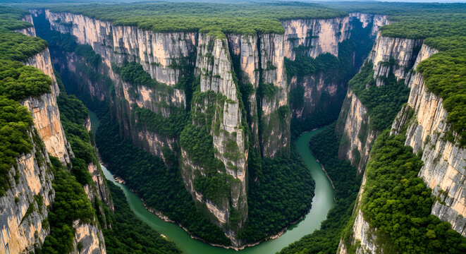 Chiapas Sumidero Canyon Aerial View of Steep Cliffs and Grijalva