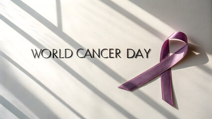 Purple ribbon for World Cancer Day awareness campaign