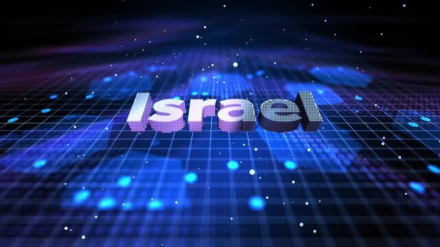 Israel Futuristic Digital Map Location on Global Technology Network Background