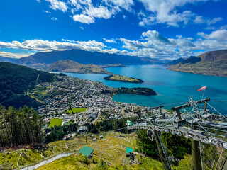 Queenstown City Skyline by Lake Wakatipu, South Island New Zealand © aure50