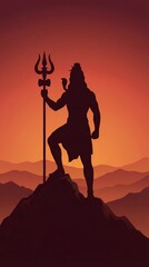 Maha shivratri background with lord shiva silhouette.
