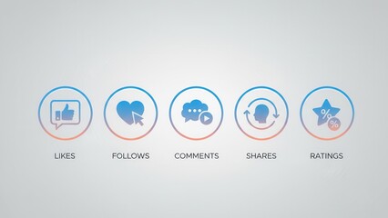 Vibrant gradient icons illustrating diverse online engagement metrics for digital platform success