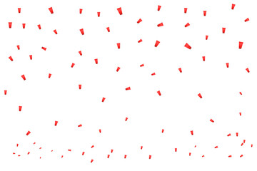 Red Confetti Falling on Transparent Background, Festive Red Paper Confetti Overlay, Party Decoration Confetti Effect for Holiday and Event Background
