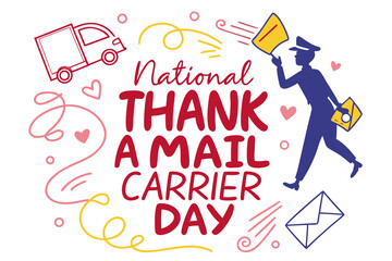 Thank a Mail Carrier Day Vector Illustration, Mail Delivery and Postal Service Recognition Design