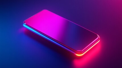 Vibrant smartphone glowing with neon lights. The colors create an immersive experience. This image evokes a sense of modern technology. Generative AI