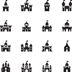Obraz premium Vector medieval castles icon set