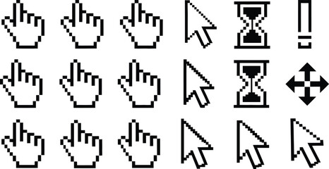 Fototapeta premium Pixel Cursor Icons Set