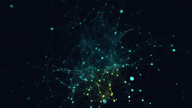 Abstract 3D neural network visualization featuring glowing synaptic connections in a thermal heatmap spectrum. Seamless loop of firing neurons and brain activity. 4K UHD.