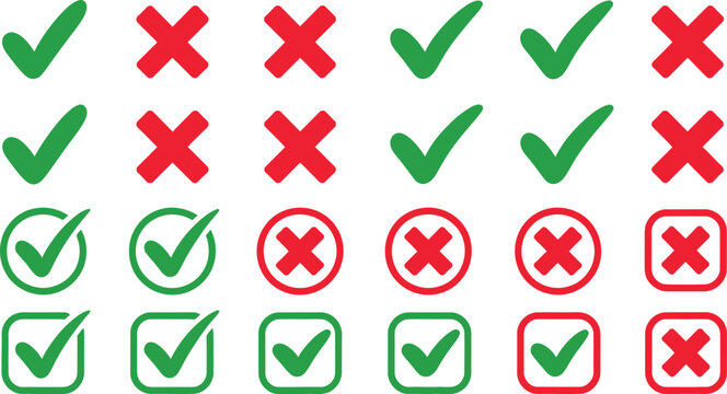 Checkmark and Cross Icons in Green and Red