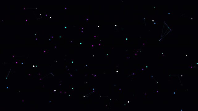 Abstract quantum lattice with sparkling nodes and dynamic connections. Seamless loop of a proximity network in a toroidal void. 4K UHD 3D generative art.