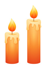 Vector illustration of set of two Candles on transparent background