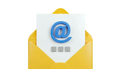 Email icon in an open yellow envelope