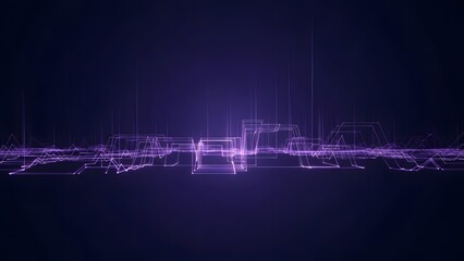 Abstract Neon Horizon of Glowing Digital Lines.