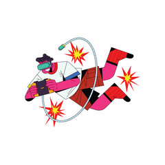 Action Gamer Jumping Battle Scene