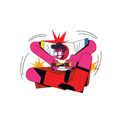 Relaxed Gamer Playing On Couch