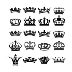 Obraz premium Set Of Crown Silhouettes: Elegant Royal Crown Designs For Branding And Decor