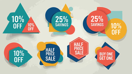Promotional Sale Stickers Vector Set