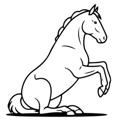 Obraz premium Cartoon horse sitting up on hind legs illustration isolated on transparent background