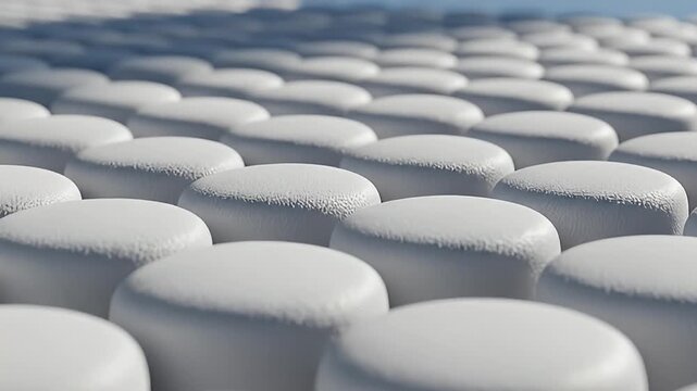 Rows of white pills arranged in a pattern for medical use.