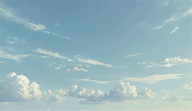 Timelapse Morning Clouds Drifting Across Blue Sky, Seamless Loop Clean Sky Background for App Presentation, Technology Overlay and Website Hero Animation, Ultra HD Cinematic Atmospheric Motion, Minima