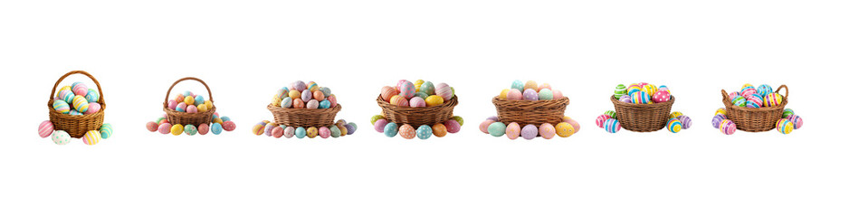 Vibrant Easter baskets overflowing with colorful eggs
