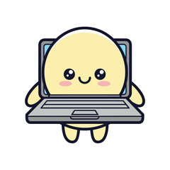 Cartoon Character with Laptop Illustration