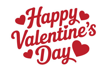 A festive Happy Valentine's Day message with red hearts on a white background