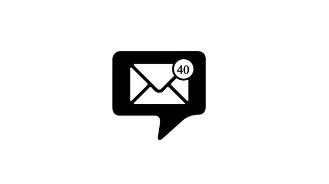 Message Notification Icon with Email Envelope, Unread Message Count Badge Number 75 on white Background for Mobile App Alerts, Business Communication.