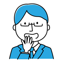 Obraz premium 驚いているスーツを着た眼鏡の男性