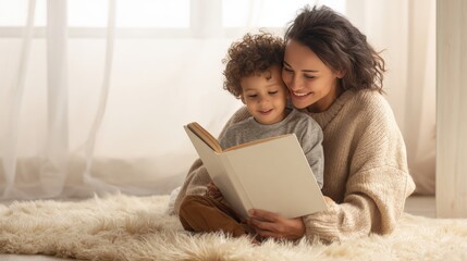 Cozy family reading time with blank hardcover children's book design