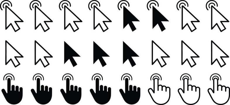 Computer Mouse and Hand Cursor Icons