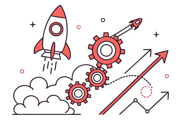 Fototapeta premium Startup Scaling Strategy Illustration Flat Vector Vector Icon Illustration
