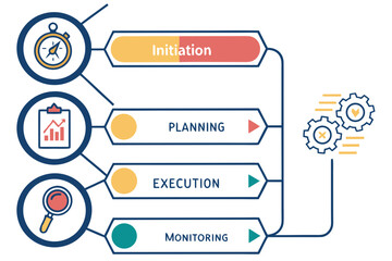Business Planning Workflow System Illustration  Fl (2) Vector Icon Illustration