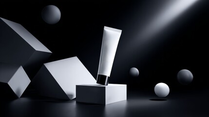 Varicose vein cream tube in stylish monochrome design for skin care products