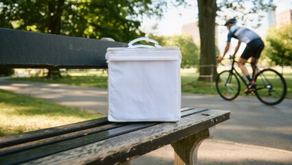 Sleek courier bag in park setting perfect for urban commuters