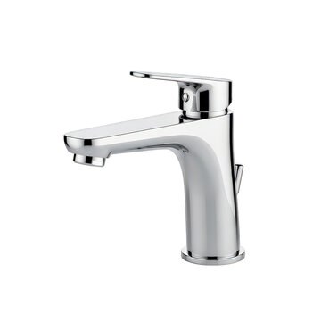 Modern chrome bathroom faucet isolated on transparent background