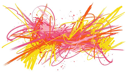 Fototapeta premium Vibrant abstract art with dynamic pink, orange, and yellow brushstrokes