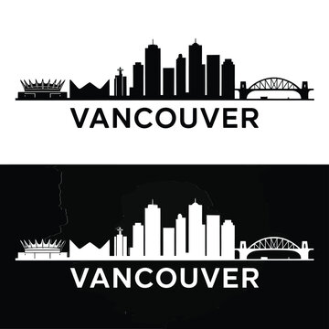 vancouver city skyline logo in black and white