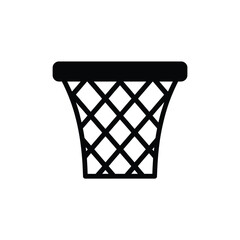 a black silhouette of a basketball hoop net on a white background