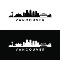 Obraz premium vancouver city skyline silhouette logo in black and white