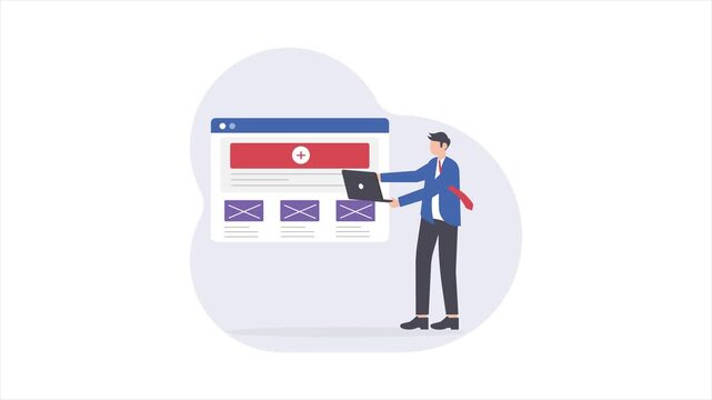Web Wireframe 2D Animation MP4 File    