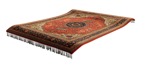 3d red carpet rug with fringe transparent background, cutout png