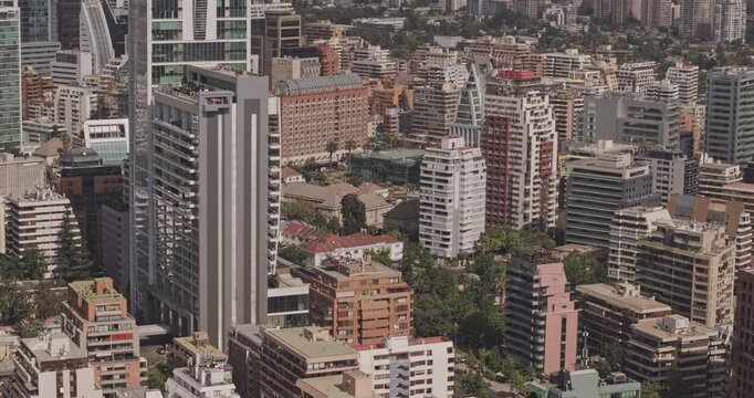 Santiago Chile Aerial v15 zoomed flyover Las Condes and Providencia capturing urban landscape with a mix of high-rise residential and commercial buildings - Shot with Mavic 3 Pro Cine - Jan 20th 2025