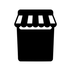 Simple store front icon design with awning and black fill shape