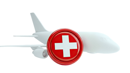Airplane with Medical Cross Symbol