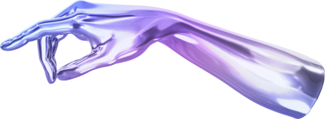 3D Holographic Hand Pinching Gesture, Iridescent Metallic Texture for Precision, Zoom or Handling Small Objects